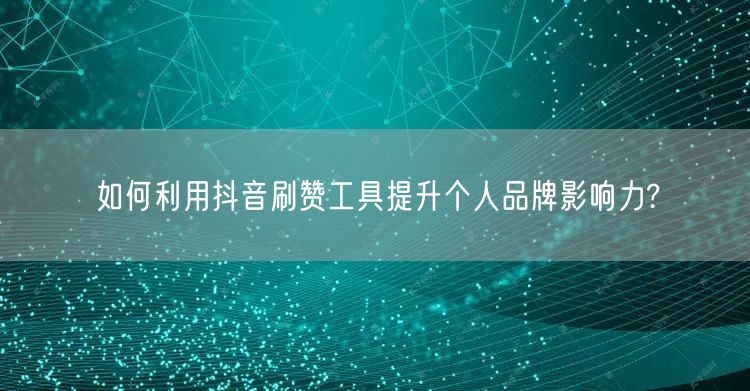 如何利用抖音刷赞工具提升个人品牌影响力?