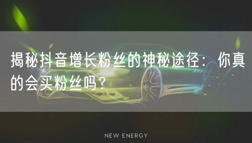 揭秘抖音增长粉丝的神秘途径：你真的会买粉丝吗？