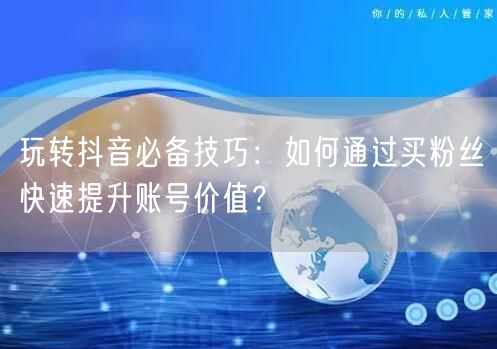 玩转抖音必备技巧：如何通过买粉丝快速提升账号价值？