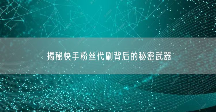 揭秘快手粉丝代刷背后的秘密武器