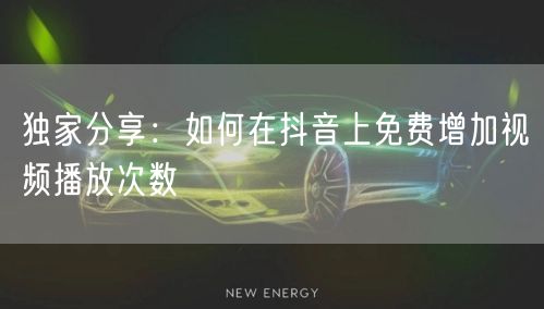 独家分享：如何在抖音上免费增加视频播放次数
