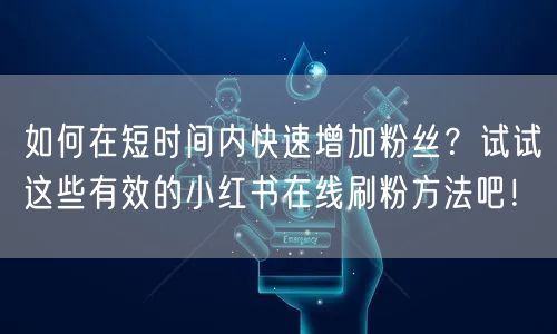 如何在短时间内快速增加粉丝？试试这些有效的小红书在线刷粉方法吧！