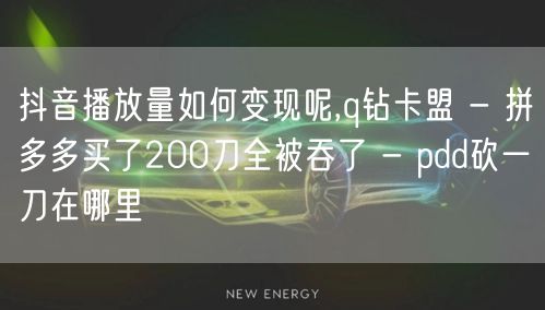 抖音播放量如何变现呢,q钻卡盟 - 拼多多买了200刀全被吞了 - pdd砍一刀
