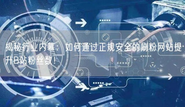 揭秘行业内幕：如何通过正规安全的刷粉网站提升B站粉丝数！