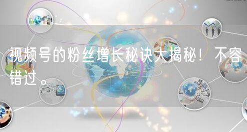 视频号的粉丝增长秘诀大揭秘！不容错过。