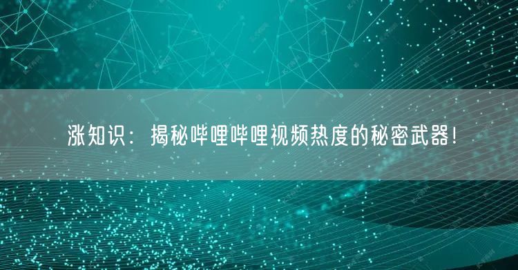 涨知识：揭秘哔哩哔哩视频热度的秘密武器！