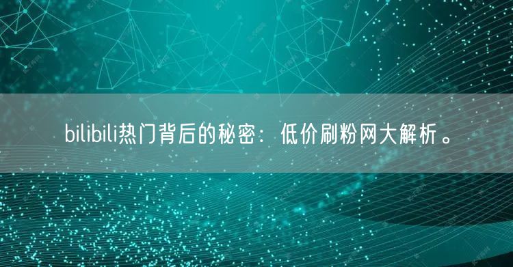bilibili热门背后的秘密：低价刷粉网大解析。