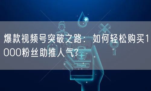 爆款视频号突破之路：如何轻松购买1000粉丝助推人气?