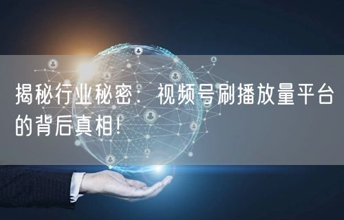 揭秘行业秘密：视频号刷播放量平台的背后真相！