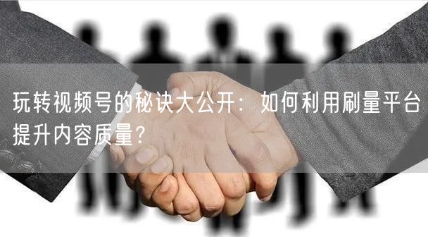 玩转视频号的秘诀大公开：如何利用刷量平台提升内容质量？