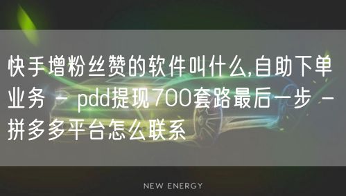 快手增粉丝赞的软件叫什么,自助下单业务 - pdd提现700套路最后一步 - 拼