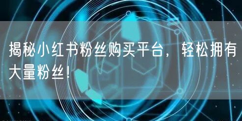 揭秘小红书粉丝购买平台，轻松拥有大量粉丝！